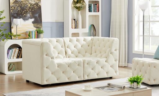 Tuft Cream Velvet Modular 70" Sofa - 680Cream-S70 - Vega Furniture