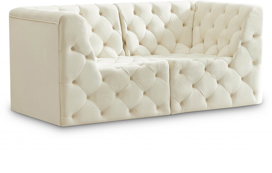 Tuft Cream Velvet Modular 70" Sofa - 680Cream-S70 - Vega Furniture