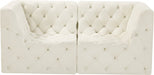 Tuft Cream Velvet Modular 70" Sofa - 680Cream-S70 - Vega Furniture