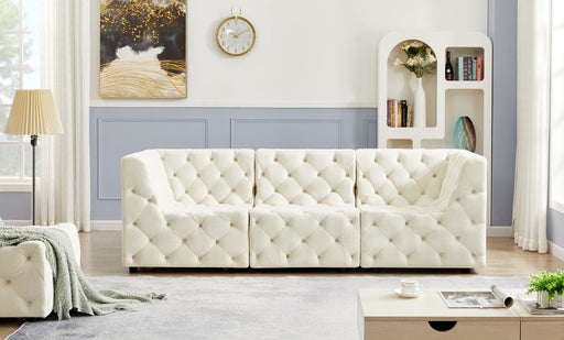 Tuft Cream Velvet Modular 99" Sofa - 680Cream-S99 - Vega Furniture