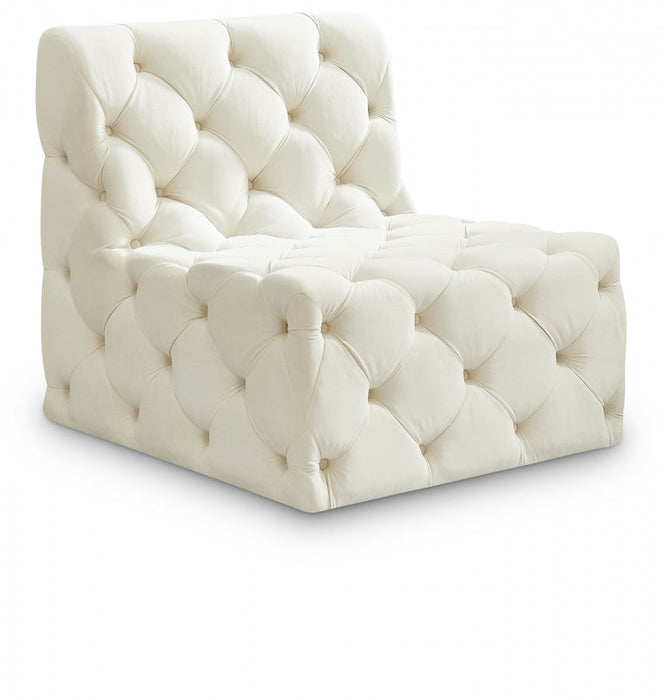 Tuft Cream Velvet Modular Armless Chair - 680Cream-Armless - Vega Furniture