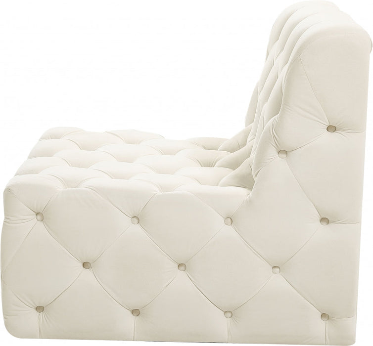 Tuft Cream Velvet Modular Armless Chair - 680Cream-Armless - Vega Furniture