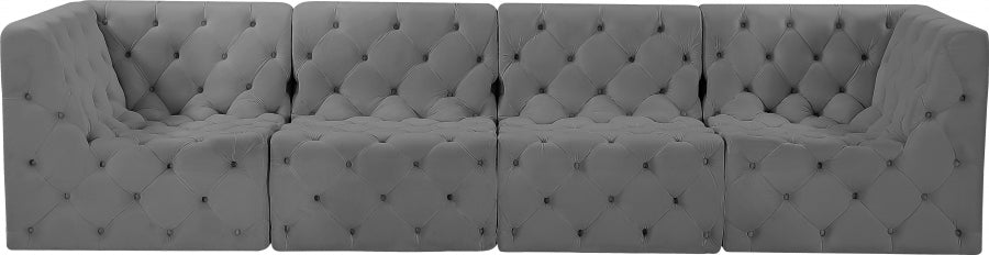 Tuft Grey Velvet Modular 128" Sofa - 680Grey-S128 - Vega Furniture