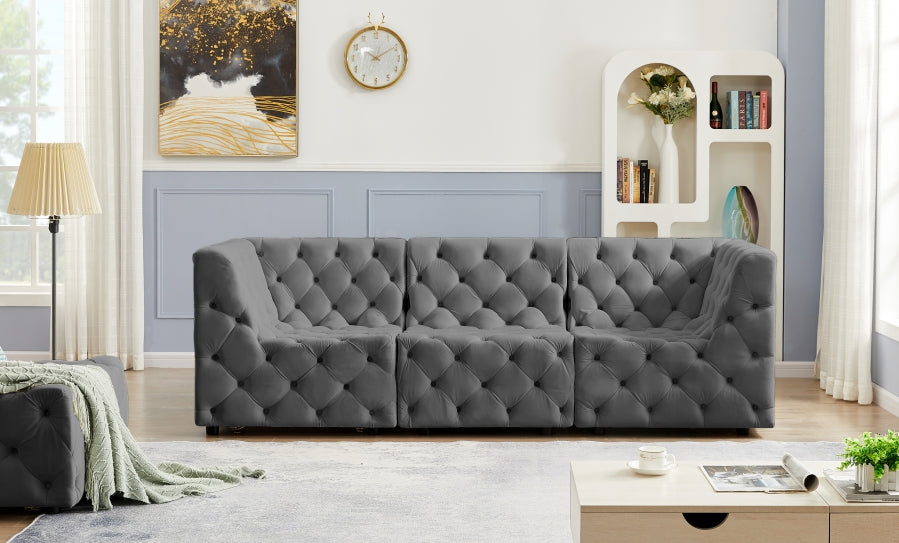 Tuft Grey Velvet Modular 99" Sofa - 680Grey-S99 - Vega Furniture