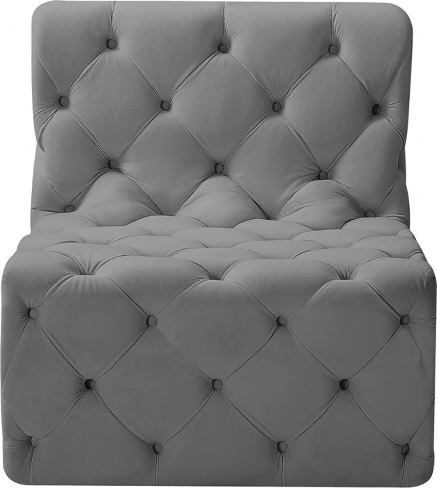 Tuft Grey Velvet Modular Armless Chair - 680Grey-Armless - Vega Furniture