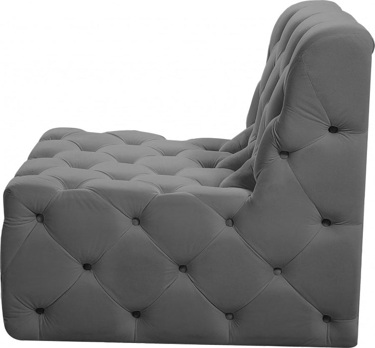 Tuft Grey Velvet Modular Armless Chair - 680Grey-Armless - Vega Furniture