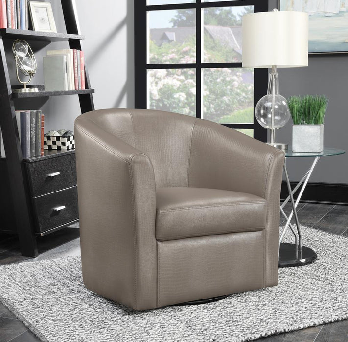 Turner Champagne Upholstery Sloped Arm Accent Swivel Chair - 902726 - Vega Furniture