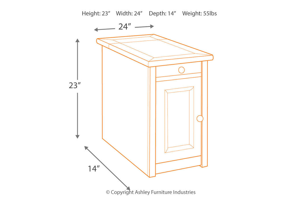 Tyler Creek Grayish Brown/Black Chairside End Table with USB Ports & Outlets - T736-7 - Vega Furniture