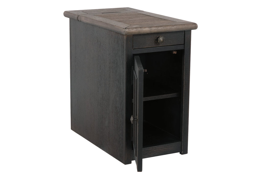 Tyler Creek Grayish Brown/Black Chairside End Table with USB Ports & Outlets - T736-7 - Vega Furniture