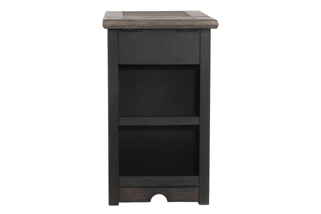 Tyler Creek Grayish Brown/Black Chairside End Table with USB Ports & Outlets - T736-7 - Vega Furniture