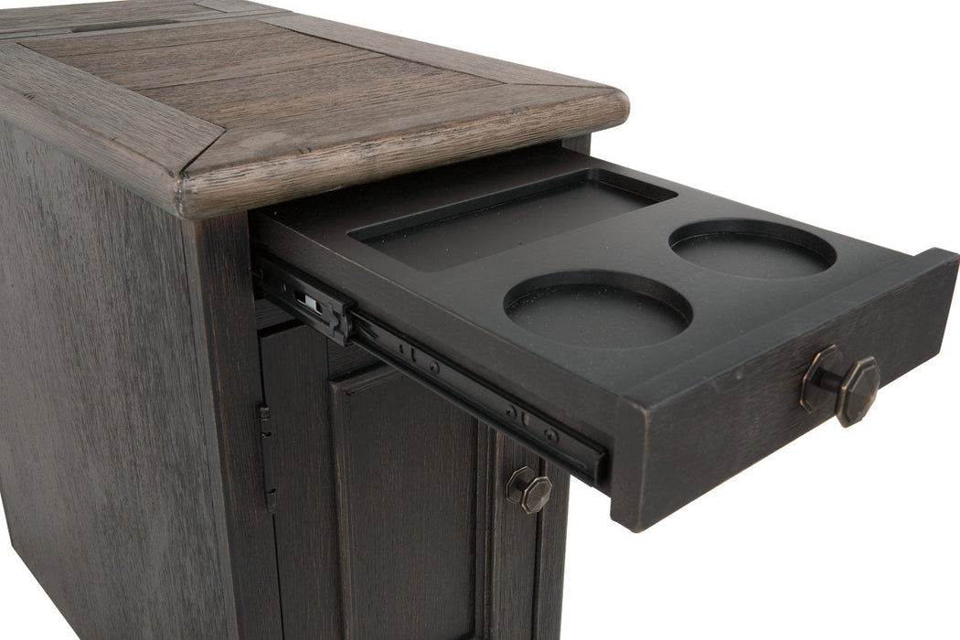 Tyler Creek Grayish Brown/Black Chairside End Table with USB Ports & Outlets - T736-7 - Vega Furniture