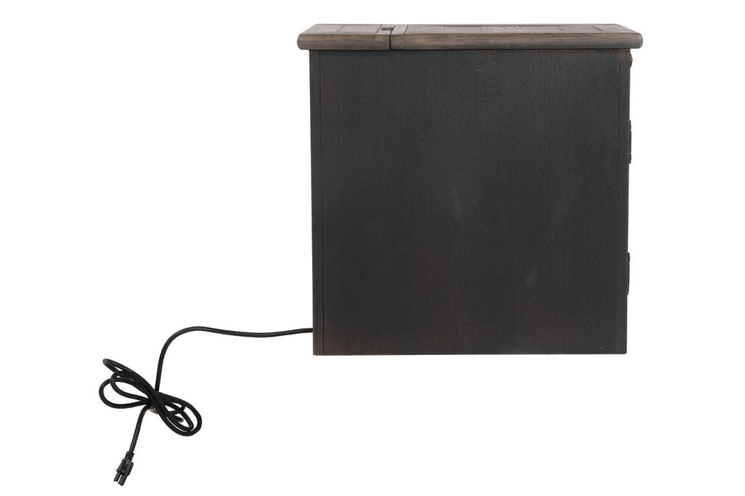 Tyler Creek Grayish Brown/Black Chairside End Table with USB Ports & Outlets - T736-7 - Vega Furniture