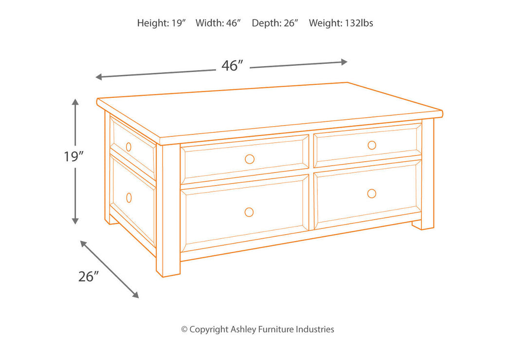 Tyler Creek Grayish Brown/Black Coffee Table with Lift Top - T736-20 - Vega Furniture