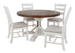 Valebeck Beige/White 5-Piece Round Dining Set - SET | D546-50T | D546-50B | D546-01(2) - Vega Furniture