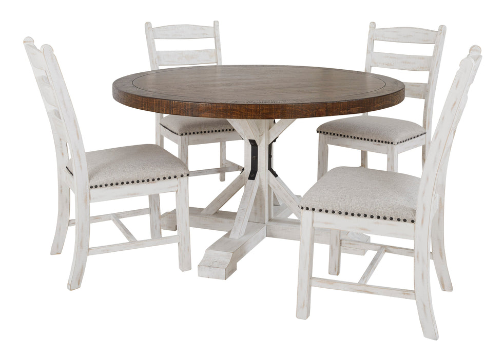 Valebeck Beige/White 5-Piece Round Dining Set - SET | D546-50T | D546-50B | D546-01(2) - Vega Furniture