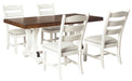 Valebeck Beige/White Rectangular Dining Set - SET | D546-35 | D546-01(2) - Vega Furniture