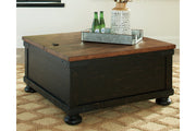 Valebeck Black/Brown Coffee Table with Lift Top - T468-00 - Vega Furniture