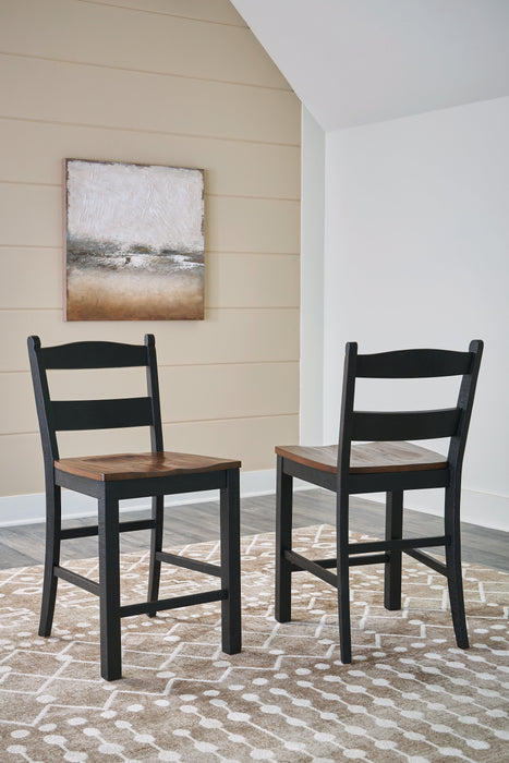 Valebeck Black/Brown Counter Height Barstool, Set of 2 - D546-724 - Vega Furniture