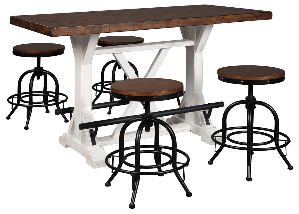 Valebeck White/Brown 5-Piece Counter Height Set w/ Stools - SET | D546-13 | D546-224(2) - Vega Furniture