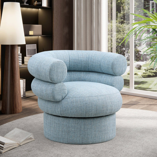 Valentina Linen Textured Fabric Swivel Accent Chair Light Blue - 570LtBlu - Vega Furniture