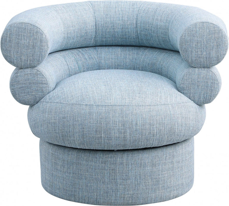 Valentina Linen Textured Fabric Swivel Accent Chair Light Blue - 570LtBlu - Vega Furniture