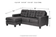 Venaldi Gunmetal Queen Sofa Chaise Sleeper - 9150168 - Vega Furniture