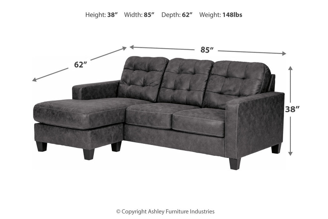 Venaldi Gunmetal Sofa Chaise - 9150118 - Vega Furniture