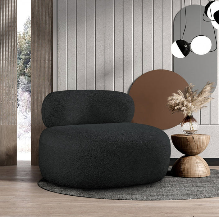 Venti Boucle Fabric Living Room Chair Black - 140Black-C - Vega Furniture
