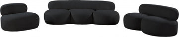 Venti Boucle Fabric Loveseat Black - 140Black-L - Vega Furniture