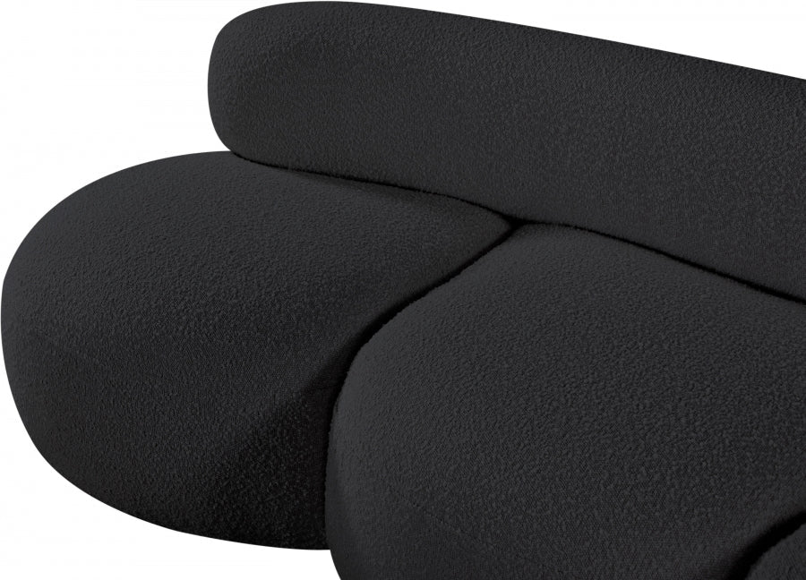 Venti Boucle Fabric Sofa Black - 140Black-S - Vega Furniture