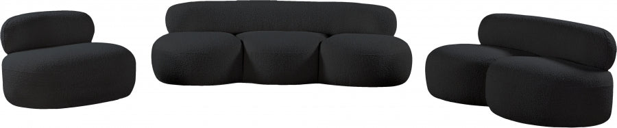 Venti Boucle Fabric Sofa Black - 140Black-S - Vega Furniture