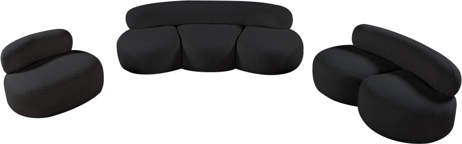 Venti Boucle Fabric Sofa Black - 140Black-S - Vega Furniture