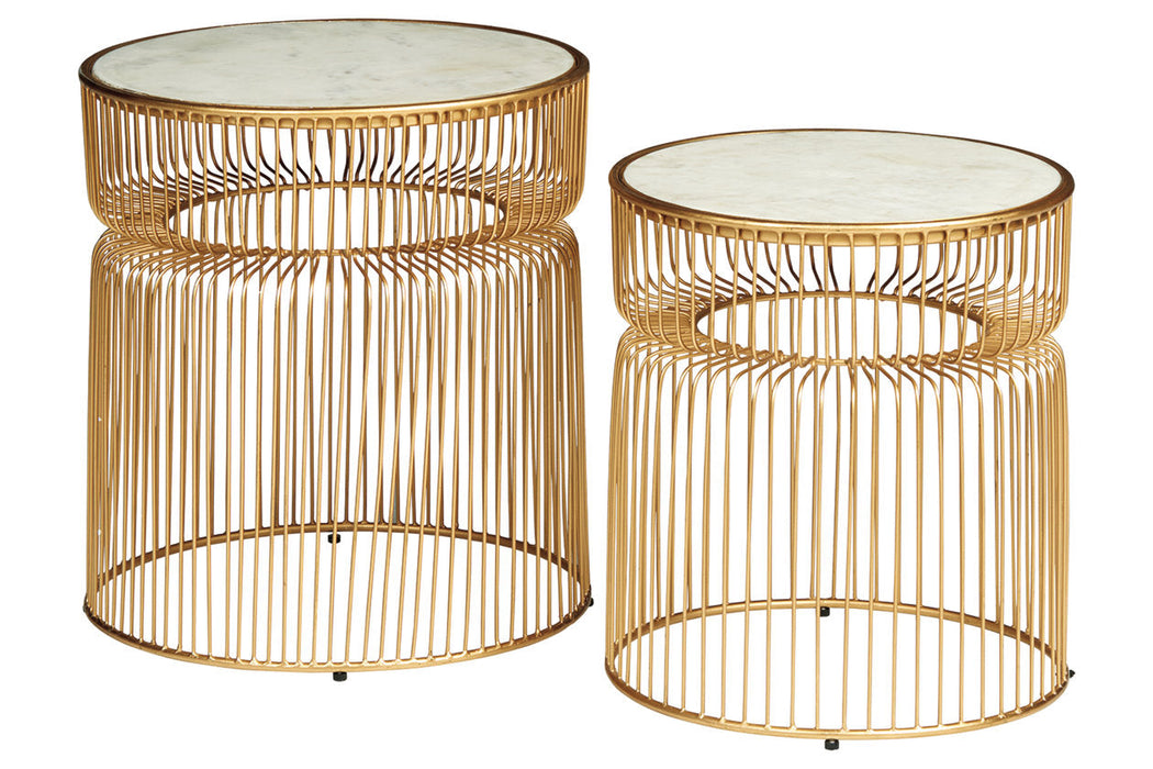 Vernway White/Gold Finish Accent Table, Set of 2 - A4000250 - Vega Furniture