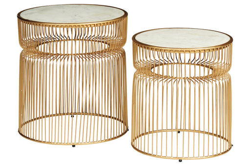 Vernway White/Gold Finish Accent Table, Set of 2 - A4000250 - Vega Furniture