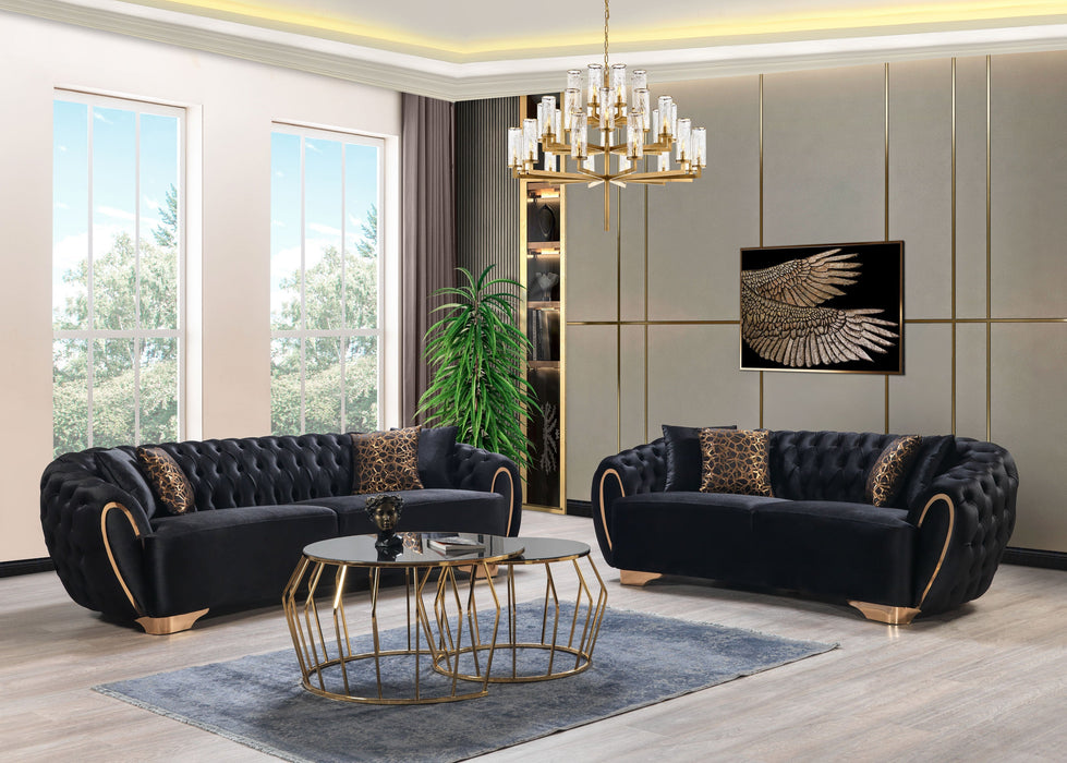 Victoria Black Velvet Living Room Set - VICTORIABLACK-SL - Vega Furniture