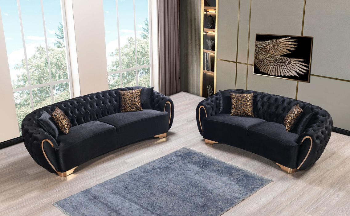 Victoria Black Velvet Living Room Set - VICTORIABLACK-SL - Vega Furniture