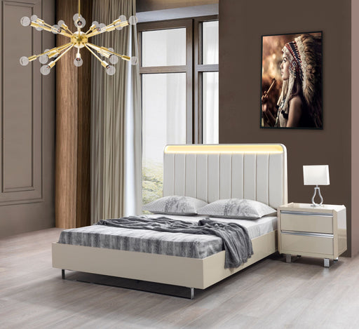 Viola Cream High Gloss Lacquer 4-Piece Queen Bedroom Set - VIOLABEDROOM-4PCQ - Vega Furniture