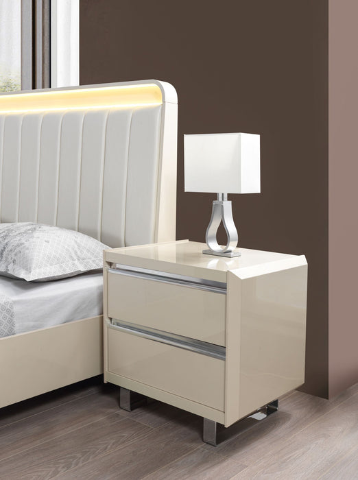 Viola Cream High Gloss Lacquer 4-Piece Queen Bedroom Set - VIOLABEDROOM-4PCQ - Vega Furniture