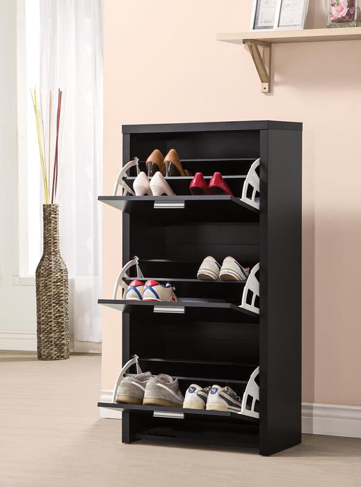 Vivian Black 3-Drawer Shoe Cabinet - 900604 - Vega Furniture