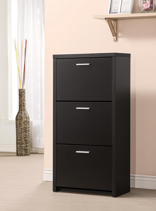 Vivian Black 3-Drawer Shoe Cabinet - 900604 - Vega Furniture
