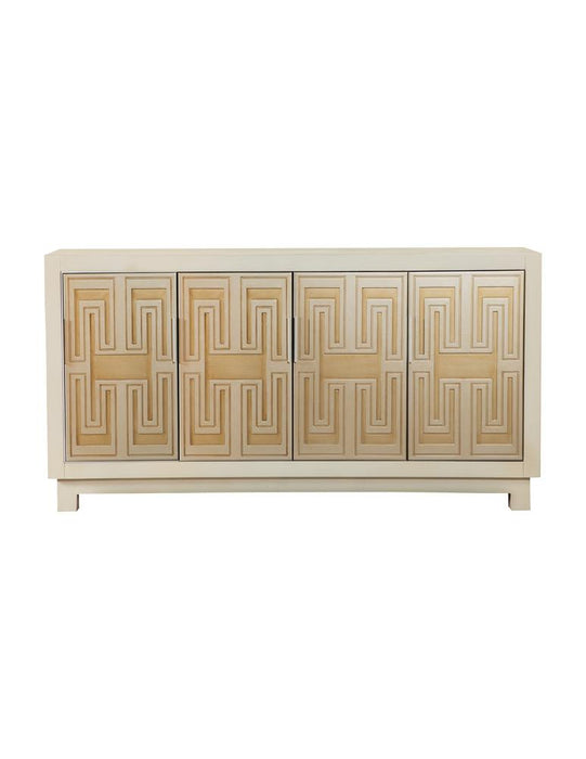 Voula White/Gold Rectangular 4-Door Accent Cabinet - 953416 - Vega Furniture