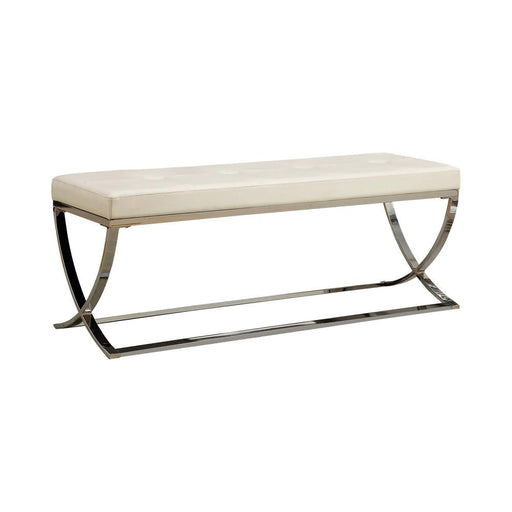 Walton Bench with Metal Base White and Chrome - 501157 - Vega Furniture