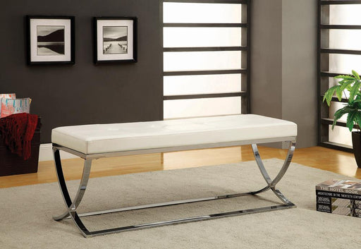 Walton Bench with Metal Base White and Chrome - 501157 - Vega Furniture