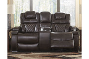 Warnerton Chocolate Power Reclining Loveseat with Console - 7540718 - Vega Furniture