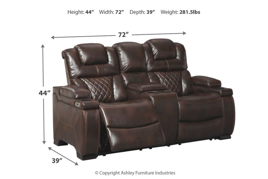 Warnerton Chocolate Power Reclining Loveseat with Console - 7540718 - Vega Furniture