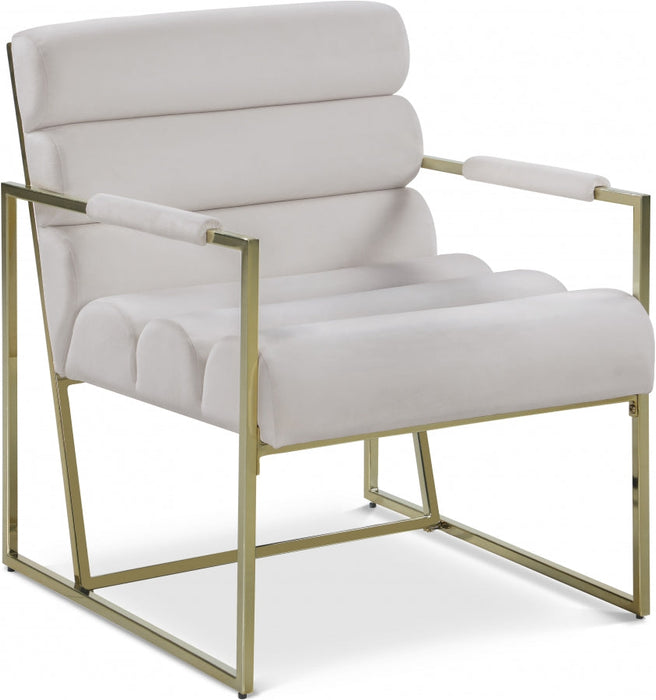 Wayne Cream Velvet Accent Chair - 526Cream - Vega Furniture