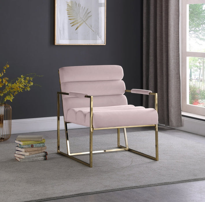 Wayne Pink Velvet Accent Chair - 526Pink - Vega Furniture