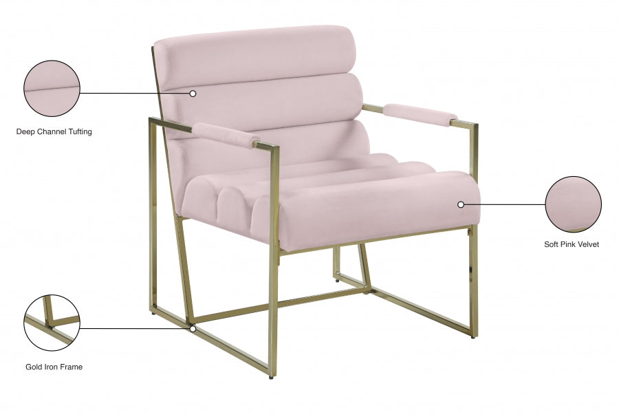 Wayne Pink Velvet Accent Chair - 526Pink - Vega Furniture