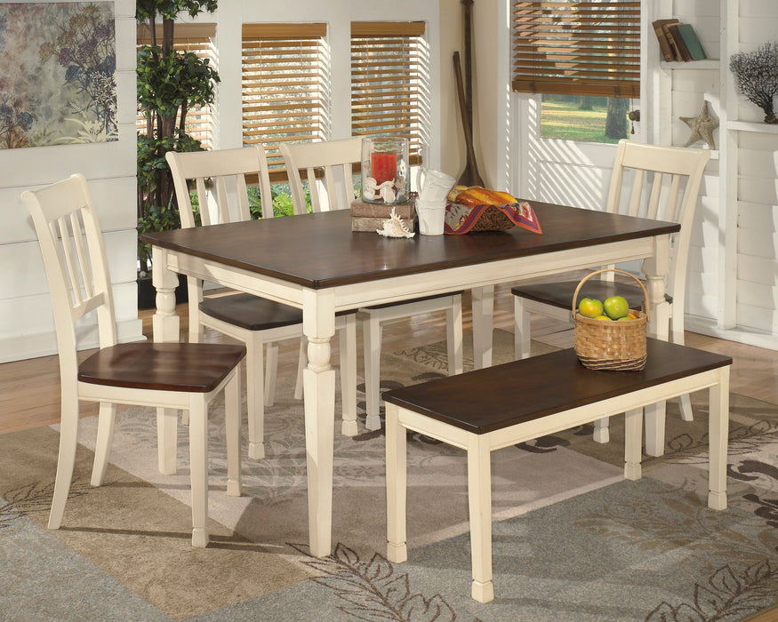 Whitesburg Brown/Cottage White Rectangular Dining Set - SET | D583-25 | D583-02(3) - Vega Furniture