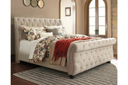 Willenburg Linen Queen Upholstered Sleigh Bed - SET | B643-74 | B643-77 | B643-98 - Vega Furniture